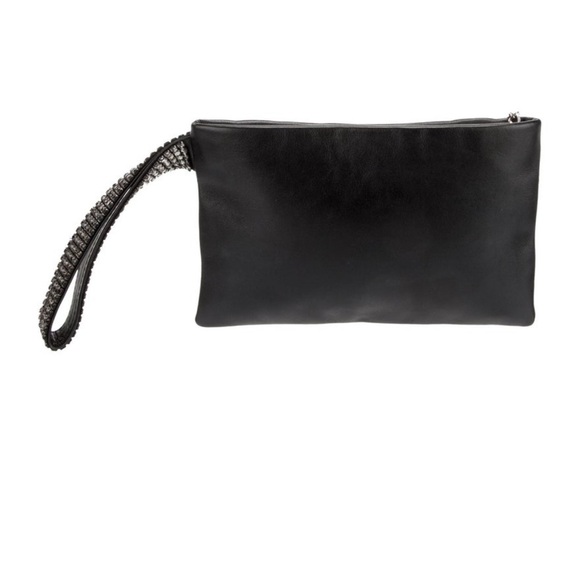 RARE CHANEL Leather Woven Strass Black Checkered Clutch Wristlet Vintage Evening - Picture 12 of 13